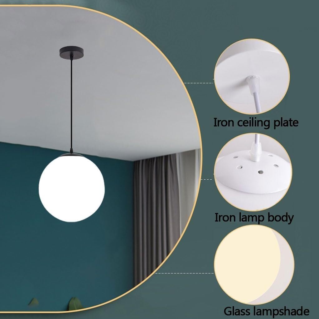 TONFON Gold Glass Mini Globe Chandelier Milky White Glass Lampshade Pendant Light Dining Table Bedroom Foyer Hanging Light for Kitchen Island Living Room Bedside Dining Room Hallway Ceiling Light Fixt