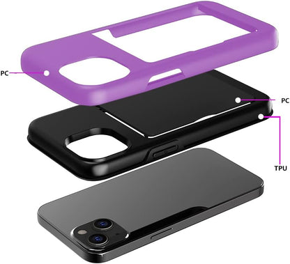 Asuwish Phone Case for iPhone 14 6.1 inch with Tempered Glass Screen Protector Cover and Credit Card Holder Stand Slim Hybrid Cell Accessories iPhone14 5G i i-Phone i14 iPhone14case Women Men Purple