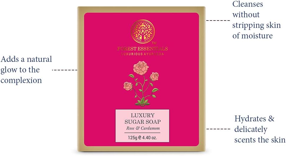 Forest Essentials Rose and Cardamom Luxury Sugar Soap, 125g