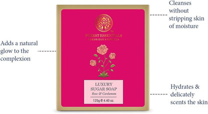 Forest Essentials Rose and Cardamom Luxury Sugar Soap, 125g