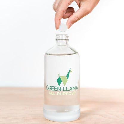Green Llama Eco-Friendly All-Purpose Lemongrass Cleaning Spray - 16oz Reusable Glass Bottle & Refill Tablet - Sustainable, Safe for Home, Biodegradable, Made with Recycled Materials & Essential Oils