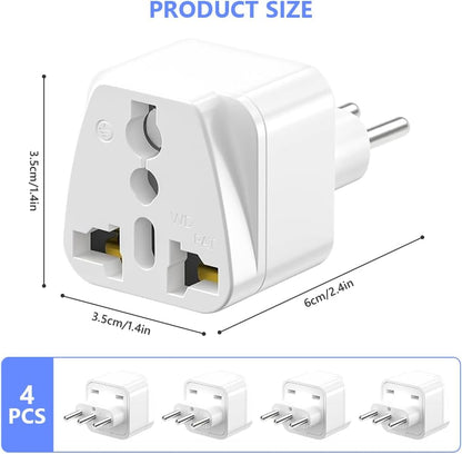 JOAASU Universal Travel to Italy Adapter, 4pcs World to Italy Socket Adapter, UK US China to Italian 10A Plug Converter for UK USA AUS to Italian Plug (White)