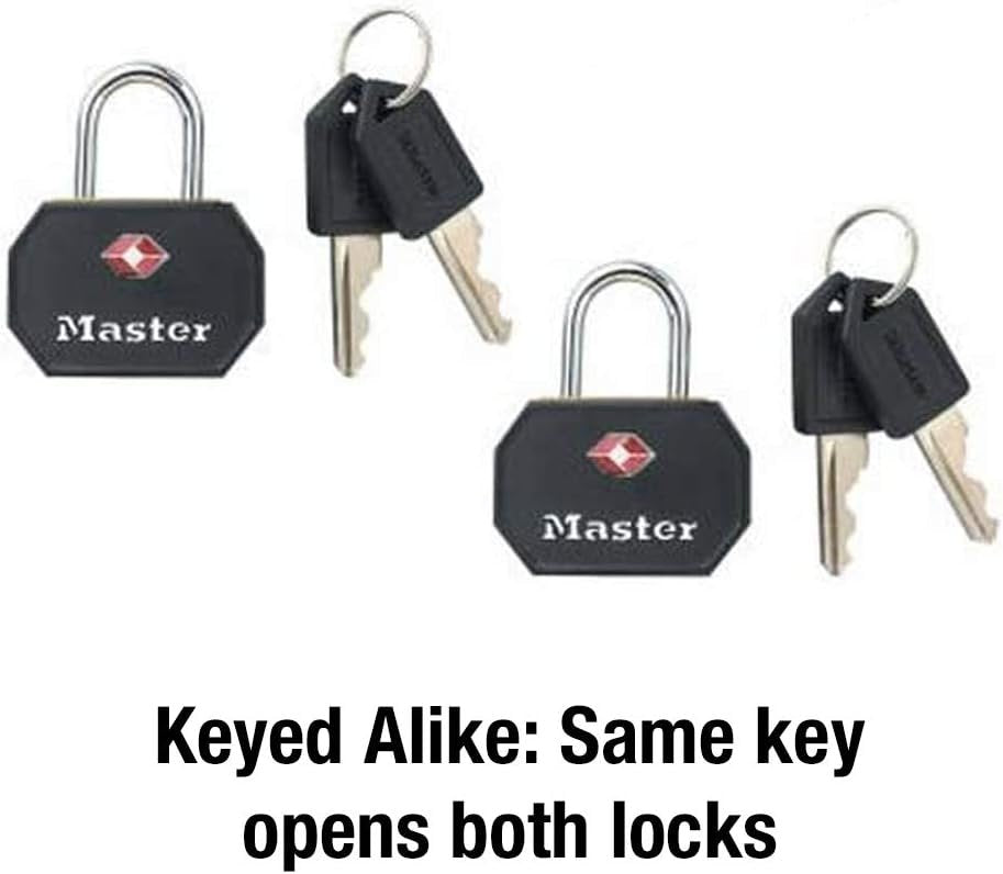 Master Lock 4681TBLK TSA Approved Luggage Lock with Key, 2 Pack, Assorted Colors