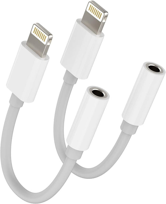 Iphone AUX Adapter for Headphone Dongle Lightning to 3.5mm Jack Splitter Cable(2pack)Apple MFI Certified Audio Cord Adaptador Para for 14 13 12 11 Pro Max X 7 8 Plus Mini Ipad Music Earphone Converter