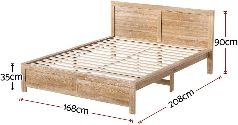 Artiss Queen Bed Frame with Headboard, Wooden Bed Base with 21CM Under Storage, 300KG Capacity Solid Platform Bedframe, Queen Size No Box Spring Needed for Guest Bedroom Furniture, Easy Assembly