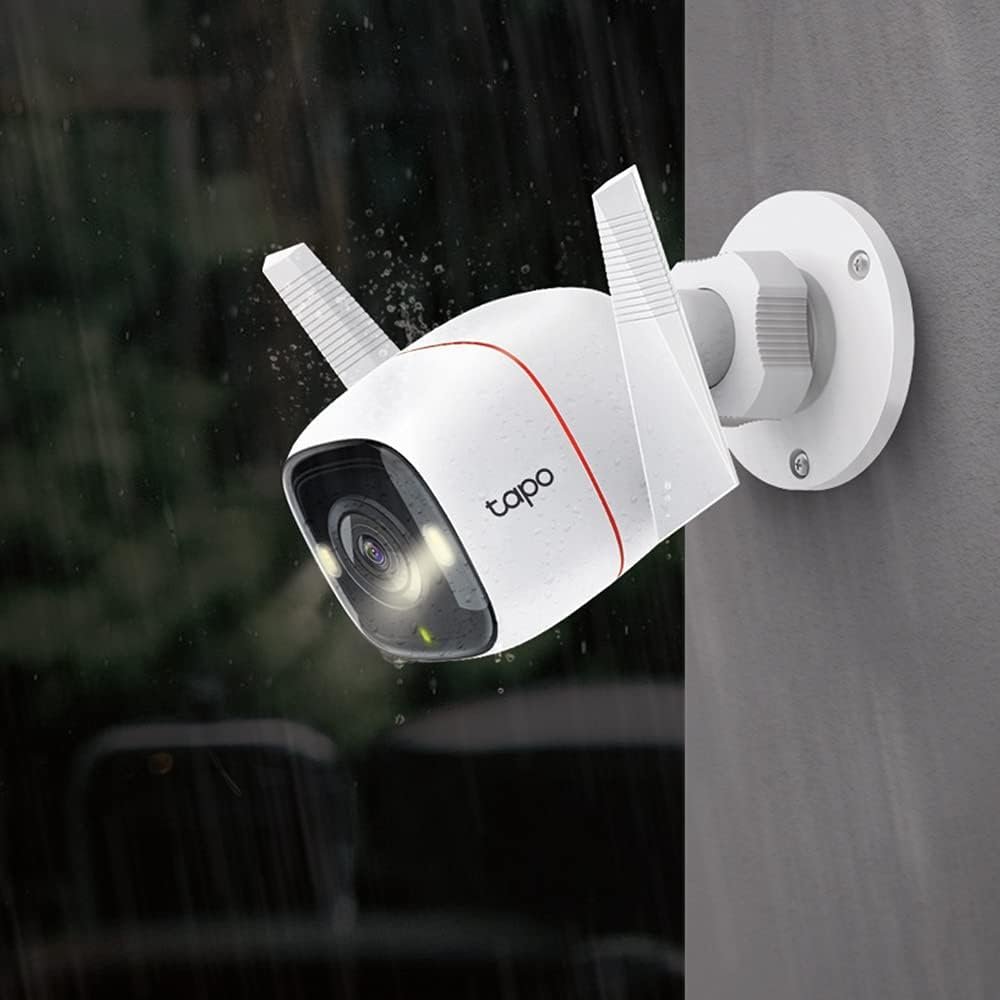 TP-Link Tapo Outdoor Security Camera, Wi-Fi/Ethernet Connection, 2K QHD, 4MP, Color Night Vision, IP66, Smart Motion Detection & Notifications, Vioce Control, Two-Way Audio, SD Card Slot (Tapo C320WS)