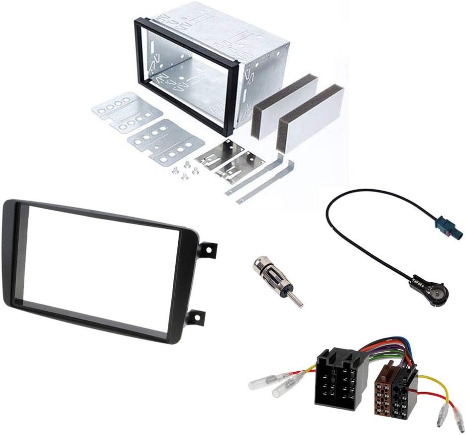 Audioproject A298 Double DIN Car Radio Installation Set Mercedes C-Class W203 CLK W209 Viano Vito Metal Frame Radio Adaptor 2 ISO DIN Aerial Adapters