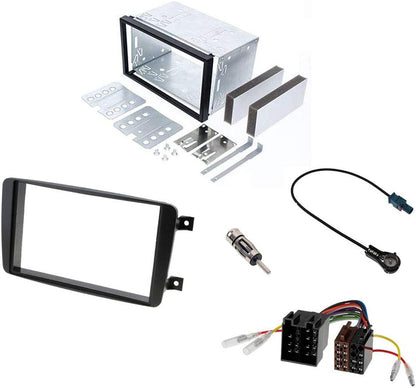 Audioproject A298 Double DIN Car Radio Installation Set Mercedes C-Class W203 CLK W209 Viano Vito Metal Frame Radio Adaptor 2 ISO DIN Aerial Adapters