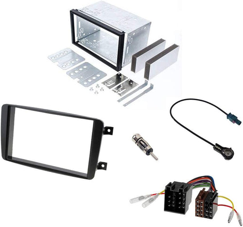 Audioproject A298 Double DIN Car Radio Installation Set Mercedes C-Class W203 CLK W209 Viano Vito Metal Frame Radio Adaptor 2 ISO DIN Aerial Adapters