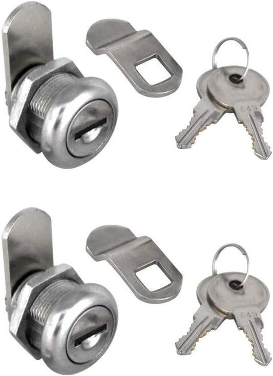 2Pcs Cabinet Cam Lock Keyed Alike Tool Box Locks 5/8" Cylinder for Truck Pickup Tool Box Vending Machine Drawer Mailbox ATM Locks Replacement
