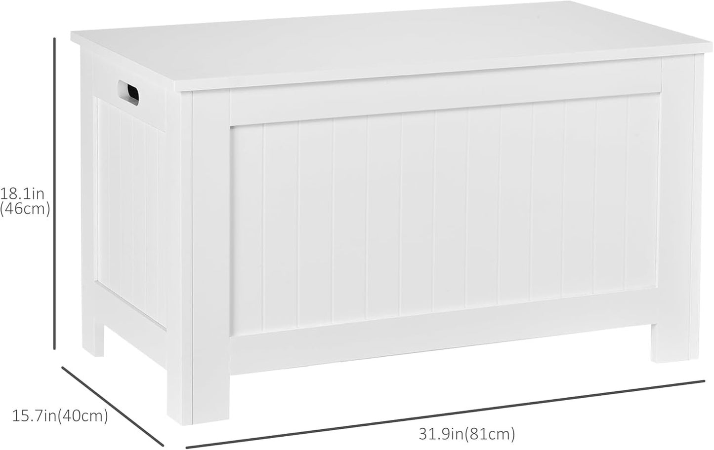 HOMCOM Storage Chest, Modern Storage Trunk with 2 Safety Hinges and Flip-Top Lid, Blanket Box for Living Room, White