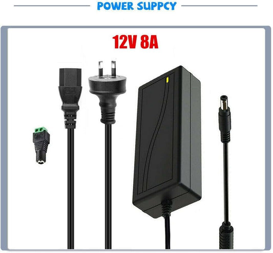 Universal AC DC Power Supply Adapter Charger (AC 100-240V to DC 12V 8A Plug 5.5x2.1mm) for Household Electronics, Router, Speaker, Tablet, LED Strips,Camera, Webcam, USB Hub, TV Box, and More