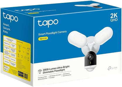 TP-Link Tapo Floodlight Outdoor Security WiFi Camera, Wireless, 2800lm Ultra-Bright, 2K QHD, IP65, 270Â° Motion, Full-Colour Night Vision, Smart AI Detection (Tapo C720)
