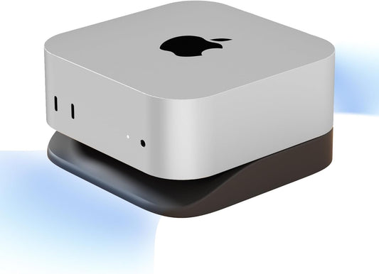 ELETIUO Desk Stand for Mac mini M4/M4 Pro 2024,Silicone Desktop Mount with Heat Dissipation,Anti-Slip Base,Easy Power Button Access,Space-Saving for Improved Cooling & Desk Organization,Black