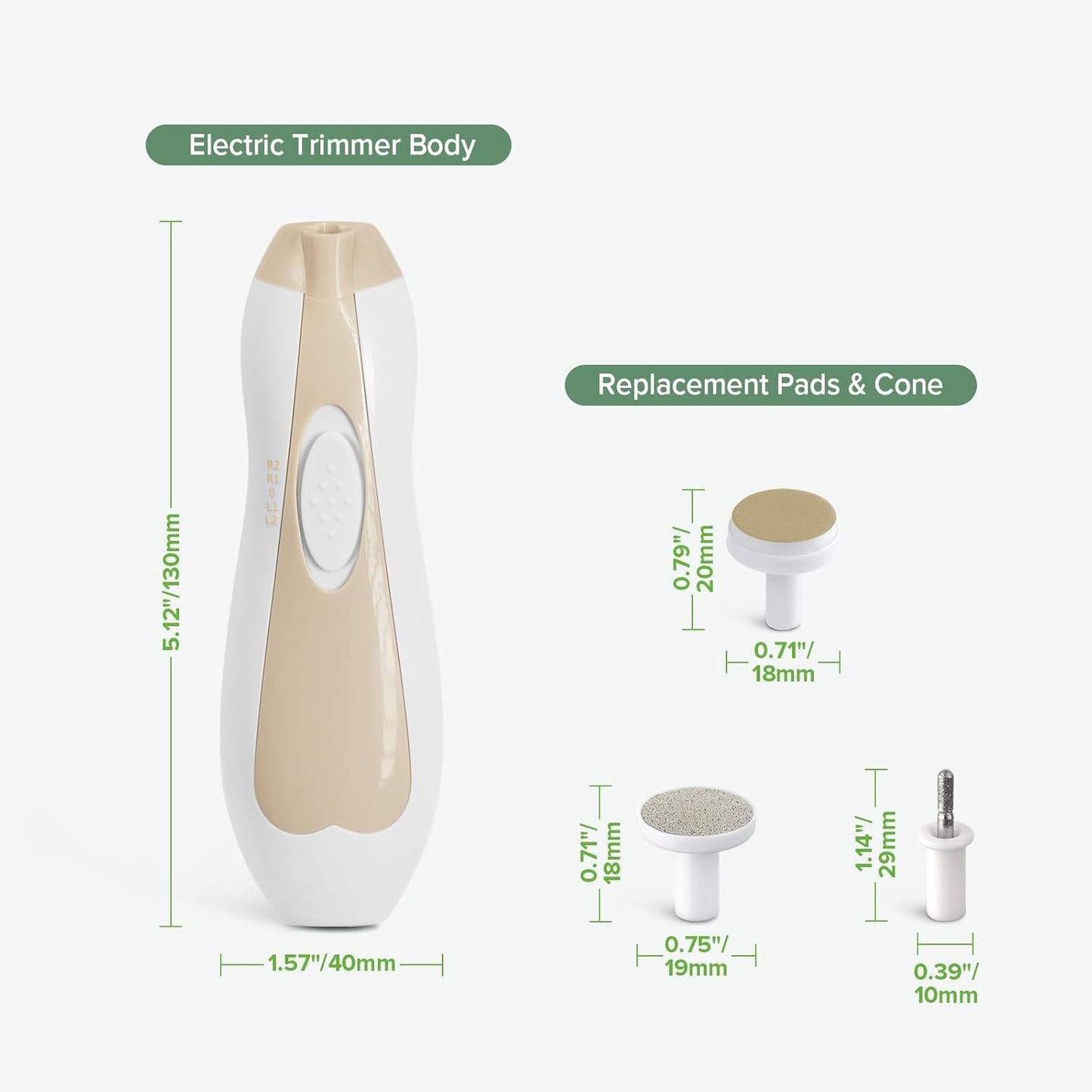 haakaa Baby Nail File Electric Baby Nail Care Set with LED Light, Baby Nail Clippers for Newborn/Infants/Adults Toes and Fingernails, 6 Replacement Heads & Storage Case, Acorn