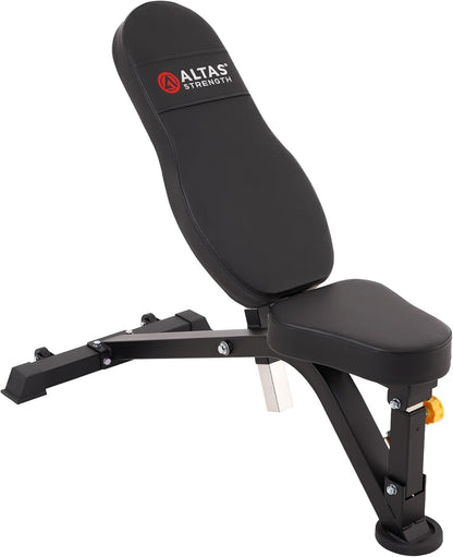 ALTAS STRENGTH Adjustable Utility Bench Your Home Gym Smith Machine Accessory Flat Incline Military Press Decline Abdominal Light Commercial Equipment 4006