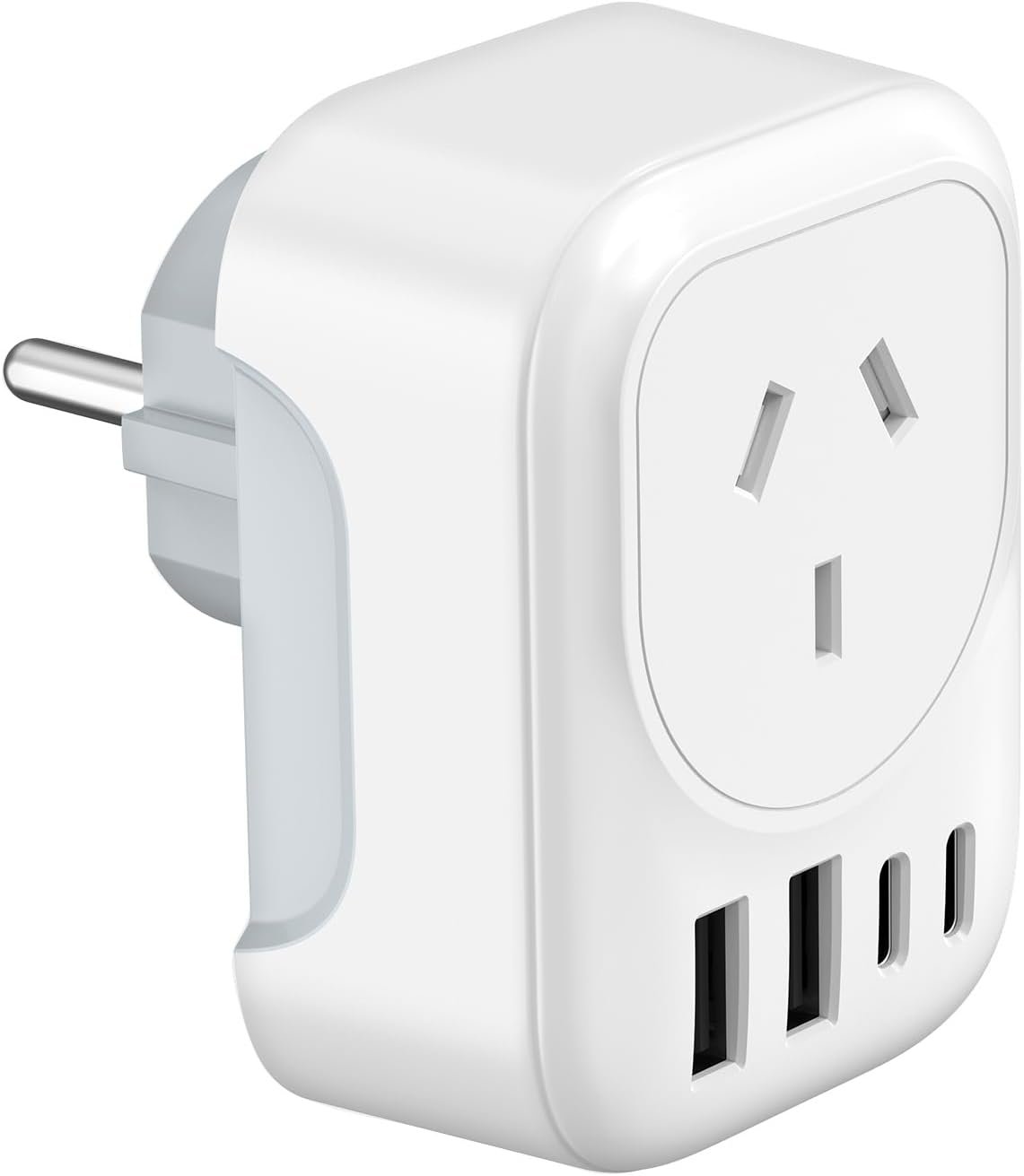 JAMIFEX AU to EU Travel Adapter, Autralia to European Travel Plug, Europe Ground Outlet with 4 USB(2 USB-C) for AUS to Bali Germany Spain France Greece Netherlands Turkey, Type E/F