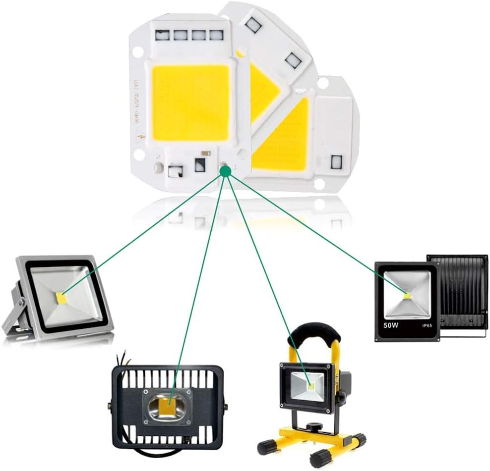 50W Rectangle LED COB Chips AC Input 220V Built-in Smart Driver IC for DIY Spotlight Projector, White