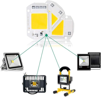 50W Rectangle LED COB Chips AC Input 220V Built-in Smart Driver IC for DIY Spotlight Projector, White