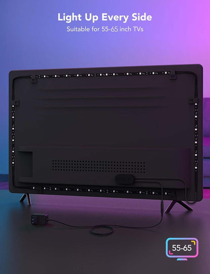 Govee TV LED Backlight, RGBIC Smart LED Strip Lights for 55-65 Inch TVs, Bluetooth and Wi-Fi APP Control, Works with Alexa & Google Assistant, Music Sync, 99+ Scene Modes, Adapter