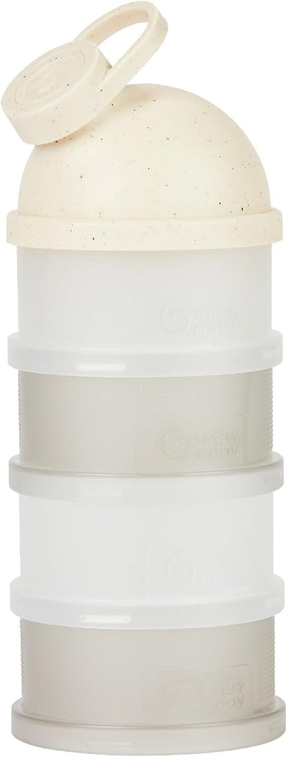 Babymoov Babydose Formula Dispenser On-the-Go, BPA-Free Baby Formula and Snack Container, Travel Essential, 4 Airtight Compartments, XL Capacity, Ergonomic, Dishwasher-Safe, Made in France, Beige