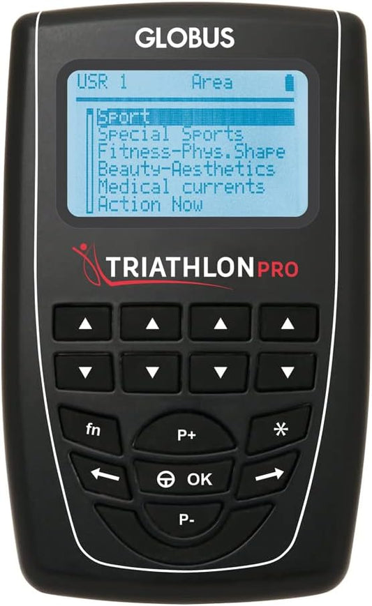 GLOBUS | Triathlon PRO, 4-Channel Electrostimulator, 424 Sports, Fitness, Beauty and Rehab Programs, Improves Physical Performance of Athletes