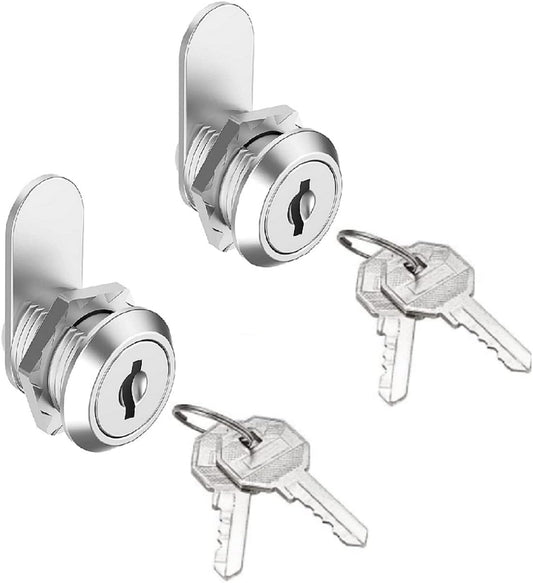 KUYEFGF Cabinet Mailboxes General Tubular Tumbler Cam Lock,Alike Keyed,5/8 Inch Cylinder Toilet Tissue Dispenser Mailbox Toolbox Replacement Lock & Key,Chrome-Finish Zinc Alloy,2 Pack