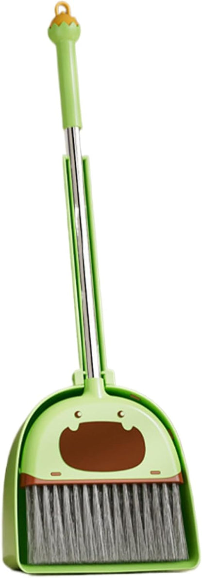 Toddler Broom Set, Kids Broom Dustpan Combo, Play Learn Educational Toy for Pretend Cleaning at Home and Preschool, 7.28x5.12x22.05 inches, Green, Pink