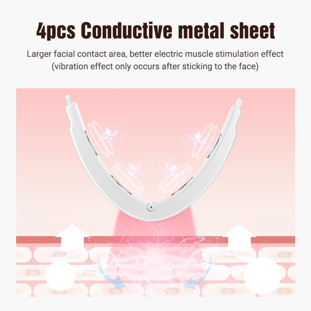 Contourflex 4-in-1 Massager for Face, Reviona Contour Flex Facial Sculpting Device, 5 Nursing Modes & 15 Levels of Intensity &180° Foldable with Remote Control (Pink)
