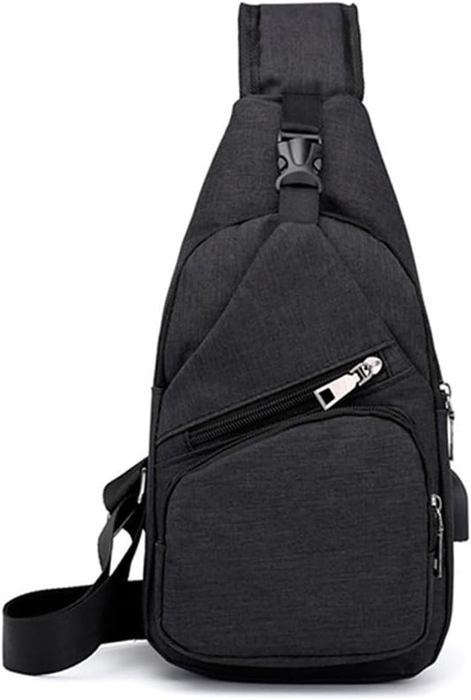 Sling Bag Backpack Chest Shoulder Bag Anti Theft Crossbody Gym Daily Backpack with USB Charging Port for Outdoor Cycling Travel Hiking