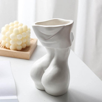 Feminine Body Vase Ceramic Female Undressing Vase, Modern Body Vase Creative White Vase for Living Room Bookshelf Home Decor