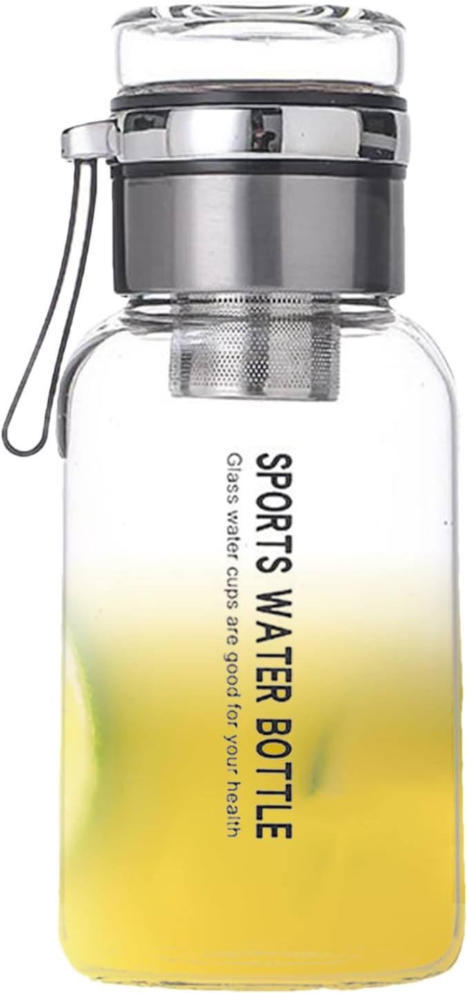 Glass Sports Bottle,Clear Glass Water Bottle Drinkware | Flask with Tea Strainer, Large Capacity Jug Storage Containers, Cup for Juice Milk Tea Coffee