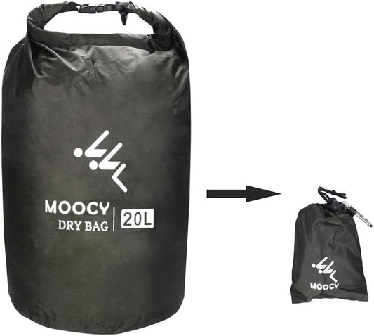 MOPHOEXII Waterproof Dry Bag,1pk or 3pk Lightweight Waterproof Storage Dry Sacks,5L, 20L and 50L Sizes Waterproof Pack Liner for Outdoor Camping Boating Hiking Rafting(Dark Green, 20L)