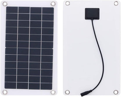 NUZAMAS 20W 18v Semi Flexible Solar Panel Monocrystalline Cell, Dual USB, Alligator Clips, DC for Car Yacht Led Light RV 12v Battery Boat Outdoor Charger
