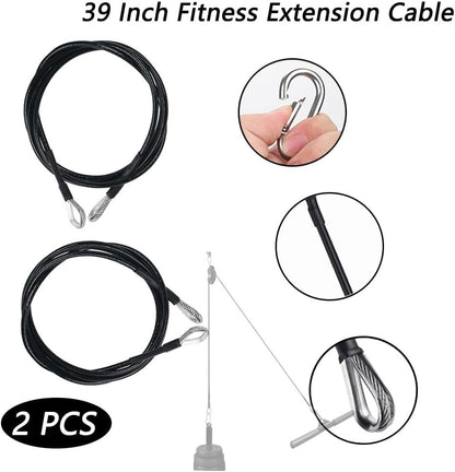 TONLOOEEL 2 Pack 39 Inch Fitness Extension Cable,Fitness Extension Rope Attachments Home Gym Cable Pulley System Fitness Cable for Tricep Pull Down and Leg Exercise Home Gym Machine Accessories