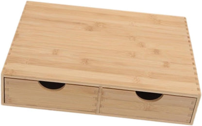 Bamboo Desk Organizer Cup Holder Tabletop Storage Organization Box Desktop Drawer for Counter Workspace Toiletries Supplies