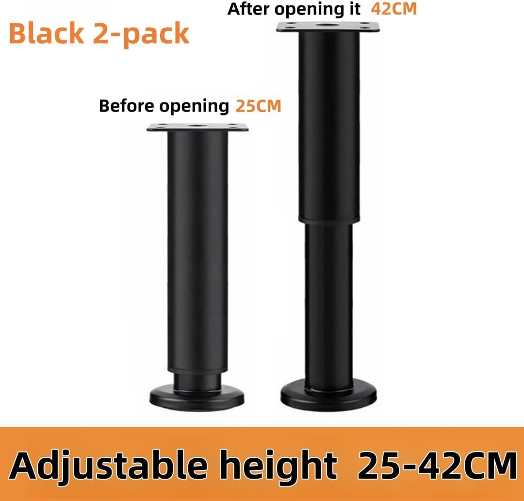 ZDL Height Adjustable Furniture Feet, 2 Pieces Adjustable Feet for Bed, Metal Supports for Furniture, Adjustable Desk Feet, Slatted Foot Support, Adjustable Feet for Furniture, Sofa