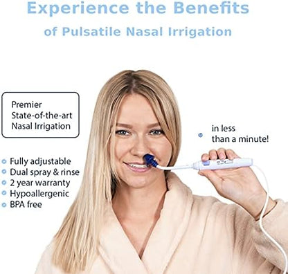 SinuPulse Elite Advanced Nasal Irrigation System with 30 SinuAir Saline Packets, Pulsating Nasal Congestion Relief & Sinus Rinse Machine, More Effective Than Neti Pot or Nose Spray