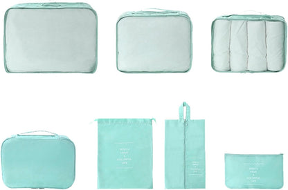 Travel Storage Bag, Suitcase Packing, 7 Cubes, Lightweight Luggage Organizer, Water-Resistant Efficient Space Saving Accessories 330g for Vacation, Business Trips