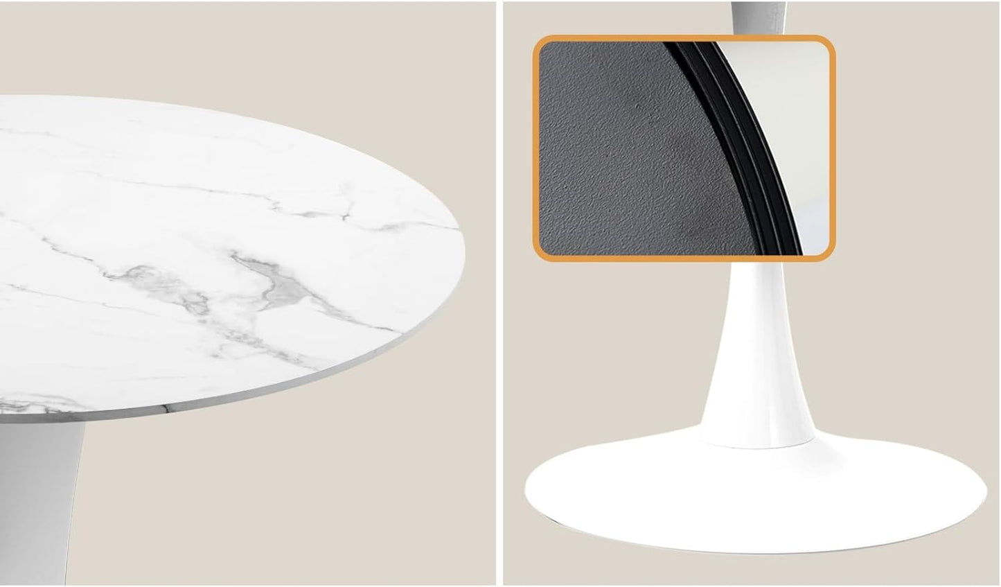 Oikiture 60cm Round Dining Table with 3PCS Dining Chairs Velvet White&Green