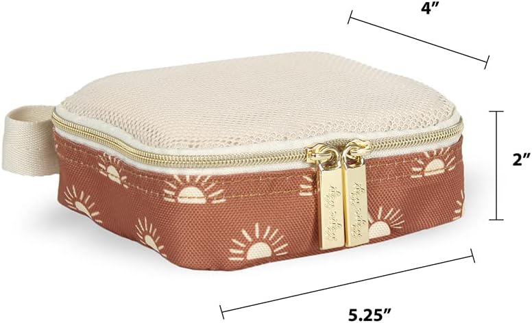 Itzy Ritzy Packing Cubes – Set of 3 Packing Cubes or Travel Organizers; Each Cube Features a Mesh Top, Double Zippers and a Fabric Handle; Terracotta Sunrise
