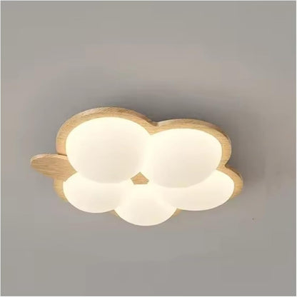 Generico Modern LED Chandeliers for Children's Rooms Nursery Boys and Girls Creative Cloud Ceiling Lamp Walnut Wood Colour Smart Lighting