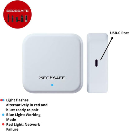 SecEsafe Smart TTLock G2 Gateway Hub. Works with Smart Locks, Bluetooth Remote Control for Keyless Entry, Connects via USB-C connection, Enables Voice Control for Home Automation such as Google Home for Smart Door Lock Entry.