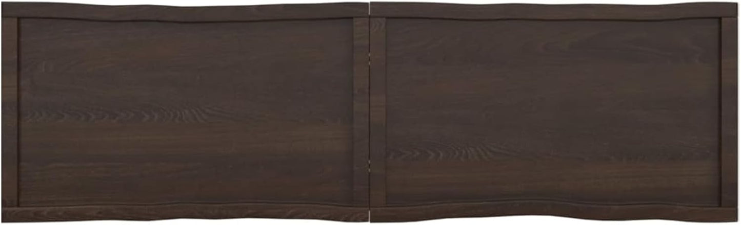 Solid Wood Tabletop, Dark Brown, 180 x 50 x (2-6) cm, Live Edge Design, Replacement for Kitchen Coffee Table, Dining Table, Desk Surface, Durable & Stylish Top