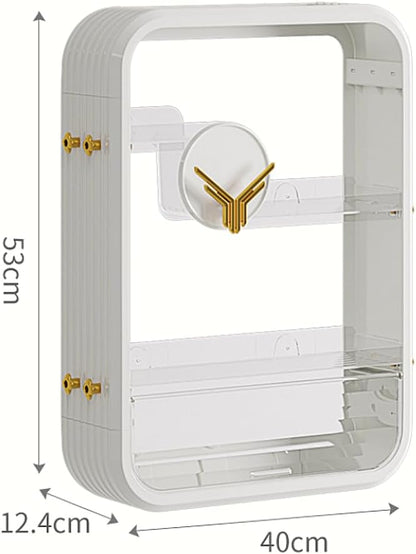 LY WHALE Shower Caddy Shelf Organizer Rack, Self Adhesive Bathroom Storage Organizer, Large Capacity With Hook, 3-Tier Home Organization and Storage, Adopt To Kitchen Storage (L,White)