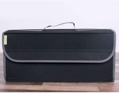 HOMSFOU Felt Car Trunk Storage Bag with Lid, Tools Organizer Foldable Driving Bag Non Slip Storage Pouch for Car 1pcs (Black)