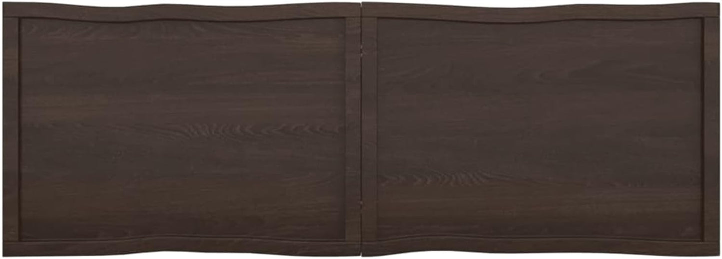 Solid Wood Tabletop, Dark Brown, 180 x 60 x (2-6) cm, Live Edge, Replacement for Kitchen Coffee Table, Dining Table, Desk Top, Durable Surface, Versatile Use