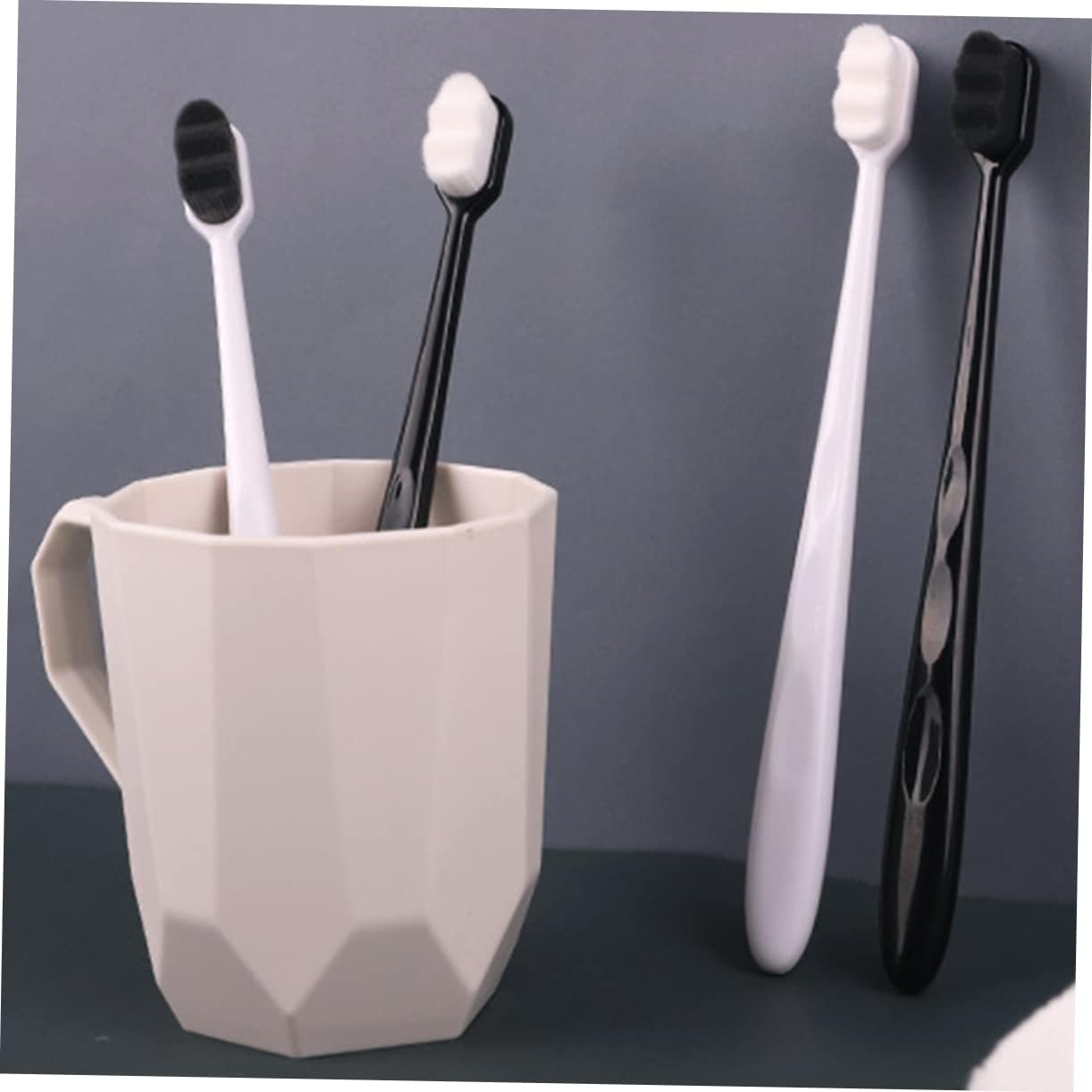 Gogogmee Daily Oral Care Tool Soft Black Hair White Handle Toothbrush Ergonomic Design Anti Grip