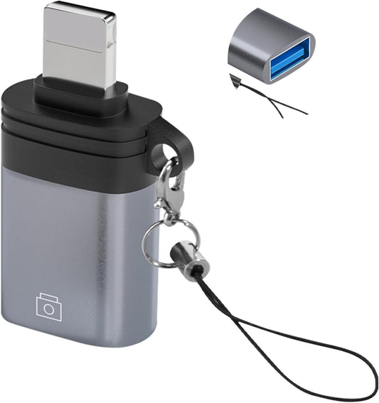 Liaoan Lightning to USB Adapter, iO-S OTG3.0 Adapter (1 Piece), Compatible with Connection Between IP-Hone and USB Drives, Cameras, Card Readers, mice, Keyboards, and Other Products, Off-white