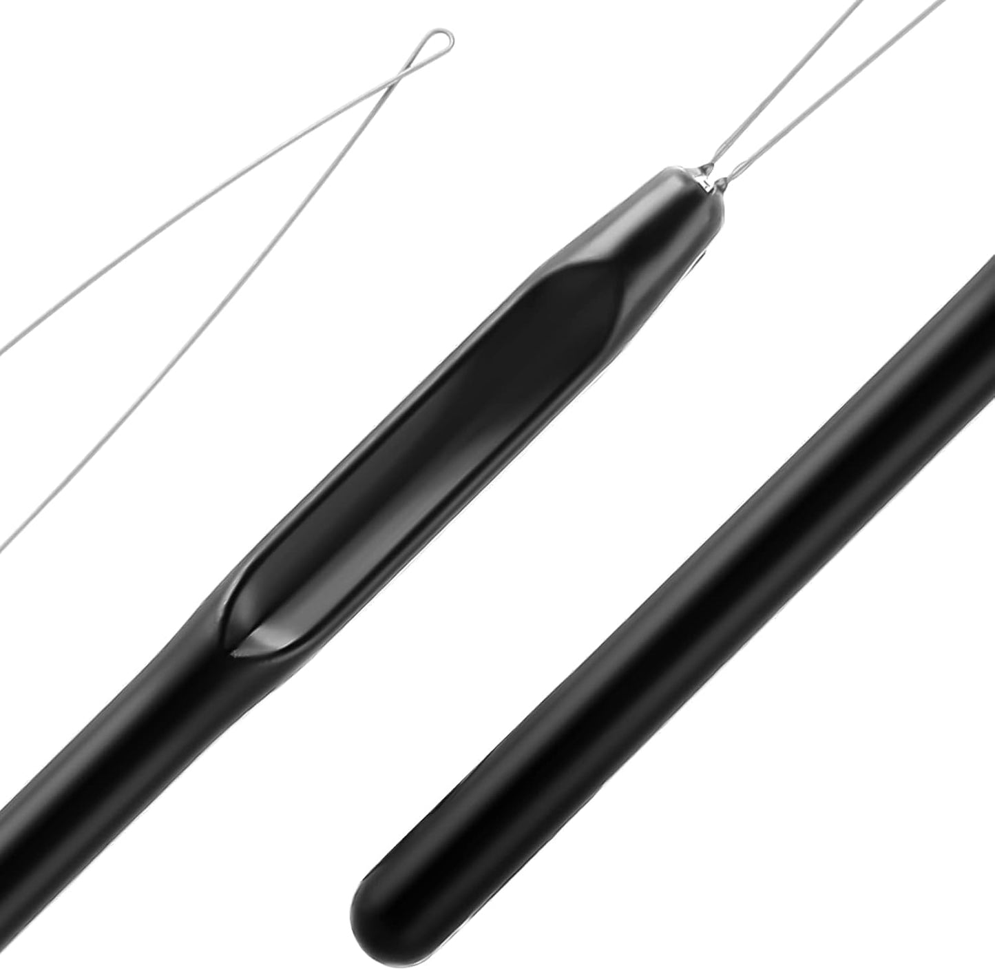 WLLHYF 10 Pieces Hair Extensions, Needle Threader for Hair Pulling, Hair Extension Tools, Micro Rings, Nano Beads, Hair Styling Accessories and Feathers (Black)